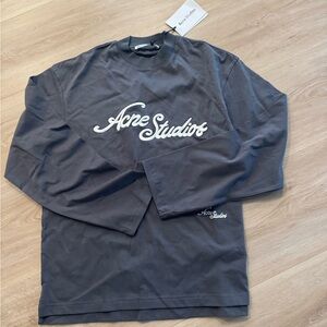 Acne Studios Charcoal Gray Long Sleeve Logo Tee